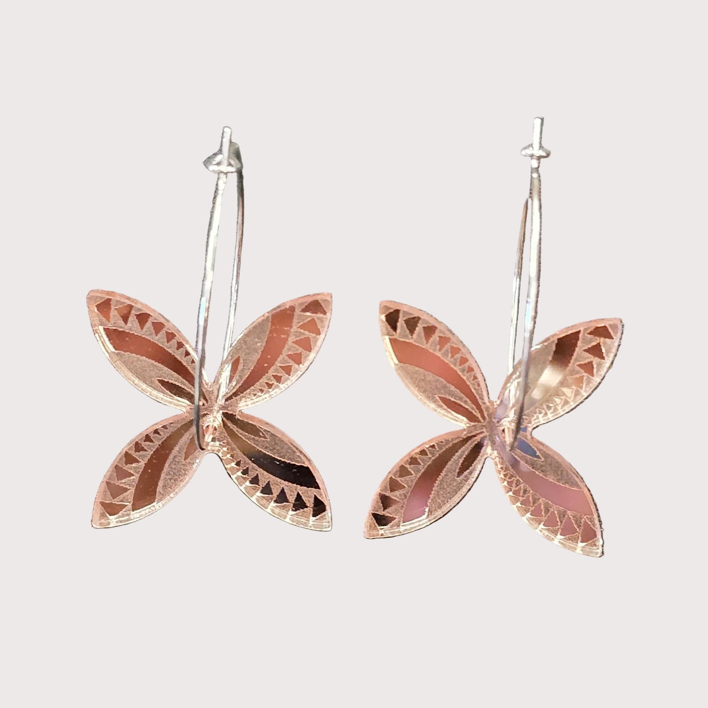 Pacific Flower | Rose Gold Mirror Earrings
