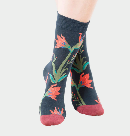 Botanical Navy Socks