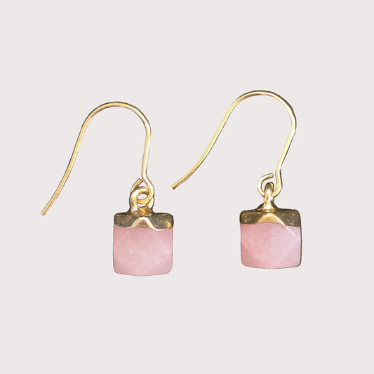 Crystal Drops Earrings | Rose Quartz